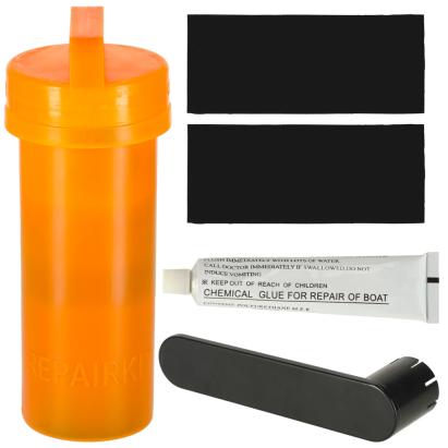 Set reparatie pentru placa SUP gonflabila cu 2 petice, lipici si cheie supapa