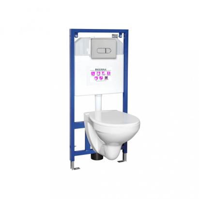 Set WC suspendat Kerra ROSSA cu rezervor încastrat și buton crom