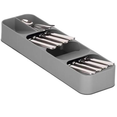 Organizator pentru tacamuri de sertar, 5 compartimente, 40x11x5,5 cm, gri