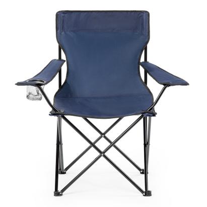 Scaun pliabil pentru camping si pescuit Sersimo, cu suport pahar, albastru