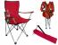 Scaun pliabil pentru camping si pescuit Sersimo, cu suport pahar, rosu