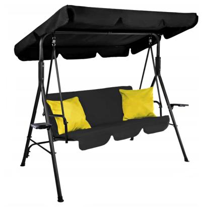 Leagăn balansoar de grădină Sersimo Trieste, 3 locuri, 220 kg, negru