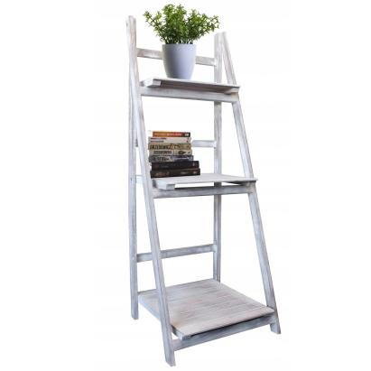Biblioteca pliabila din lemn gri cu 3 rafturi, tip scara, 42x109x39 cm