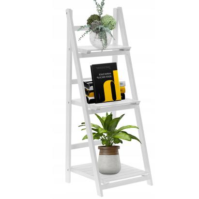 Biblioteca pliabila tip scara din lemn, 3 rafturi, 42x109x39 cm, alba