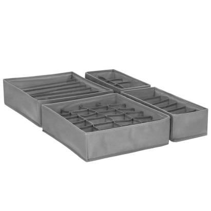 Set 4 organizatoare pentru sertar Sersimo, gri, pentru sosete si lenjerie