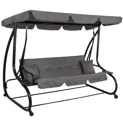 Balansoar de gradina 4 persoane cu functie pat Sersimo Lisabona, gri