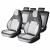 Set huse scaune auto Premium, model BLAZE Prime, design Sportiv,  universale, ergonomice, Piele Ecologica cu insertii textile, culoare Negru/Gri FAVLine Selection