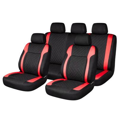 Set huse scaune auto Premium, model DIAMOND Racer, design Sportiv,  universale, ergonomice, Piele Ecologica Matlasata, culoare Negru/Rosu FAVLine Selection
