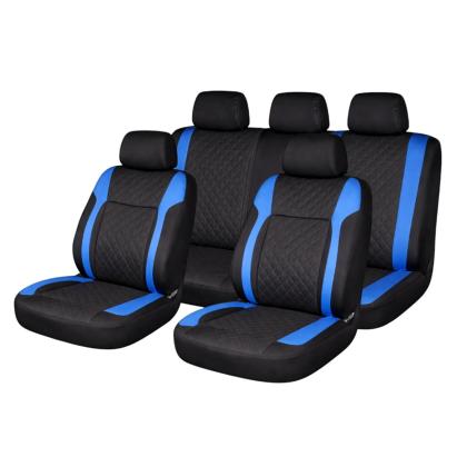 Set huse scaune auto Premium, model DIAMOND Drive, design Sportiv,  universale, ergonomice, Piele Ecologica Matlasata, culoare Negru/Albastru FAVLine Selection