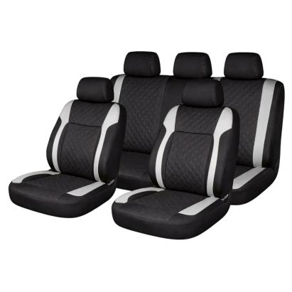 Set huse scaune auto Premium, model DIAMOND Core, design Sportiv,  universale, ergonomice, Piele Ecologica Matlasata, culoare Negru/Gri FAVLine Selection