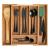 Organizator extensibil pentru tacamuri 5Five din bambus, 6 compartimente, natur