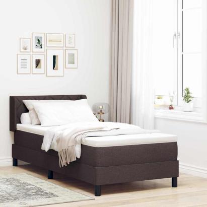 Pat cu arcuri cu headboard Maro închis 200 x 90 cm țesătură GartenMobel Dekor