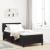 Pat cu arcuri cu headboard Manual Negru 200 x 90 cm Catifea GartenMobel Dekor