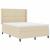 Pat cu arcuri cu saltea cu headboard Crem 190 x 140 cm țesătură GartenMobel Dekor