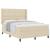 Pat cu arcuri cu saltea cu headboard Crem 190 x 140 cm țesătură GartenMobel Dekor