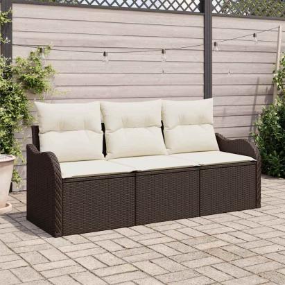 Set de canapele pentru grădină cu pernă 3 pcs Maro Rattan poli GartenMobel Dekor