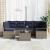 Set de canapea 7 pcs Gri și Albastru poliratan GartenMobel Dekor