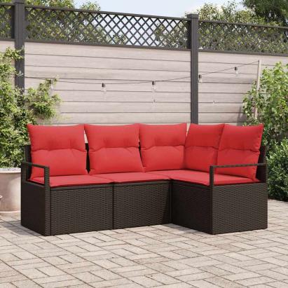 Set de canapea 4 pcs Maro poliratan GartenMobel Dekor