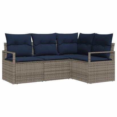 Set de canapea cu pernă 4 pcs Gri poliratan GartenMobel Dekor