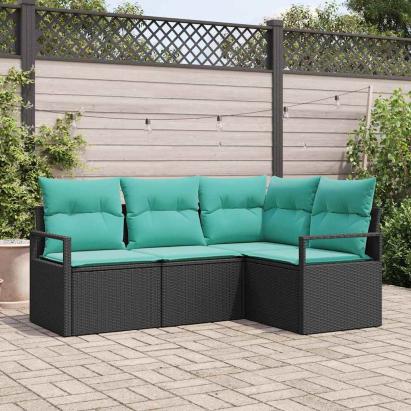 Set de canapea 4 pcs Negru poliratan GartenMobel Dekor