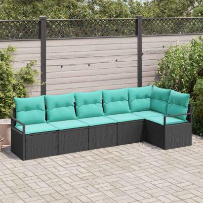 Set de canapea 6 pcs Negru poliratan GartenMobel Dekor