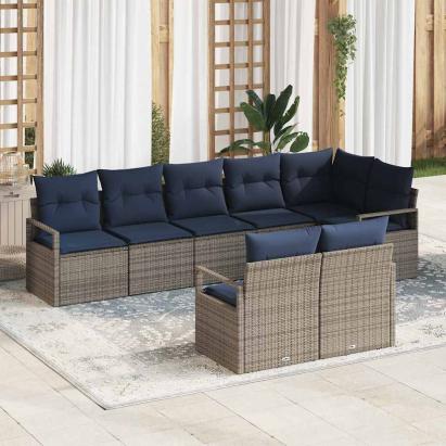 Set de canapea 8 pcs Gri poliratan GartenMobel Dekor