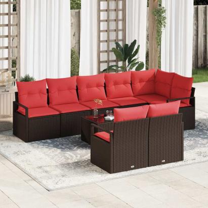 Set de canapea 9 pcs Maro poliratan GartenMobel Dekor