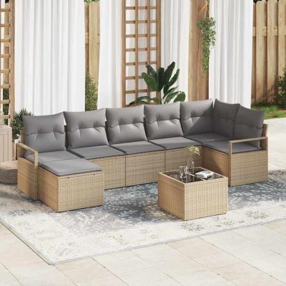 Set de canapea cu pernă 8 pcs Bej poliratan GartenMobel Dekor