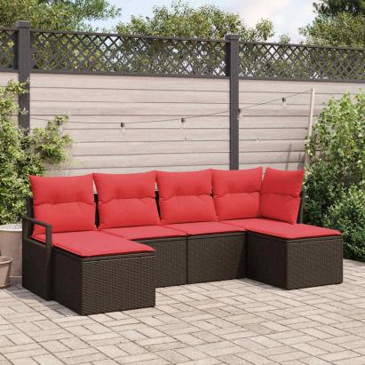 Set de canapea 6 pcs Maro poliratan GartenMobel Dekor