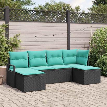 Set de canapea 6 pcs Negru poliratan GartenMobel Dekor