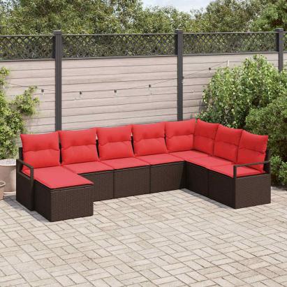 Set de canapea cu pernă 8 pcs Maro poliratan GartenMobel Dekor
