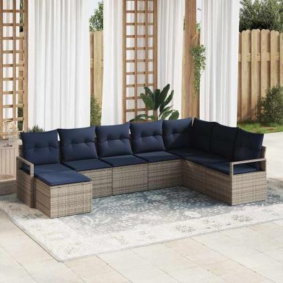 Set de canapea cu pernă 8 pcs Gri poliratan GartenMobel Dekor