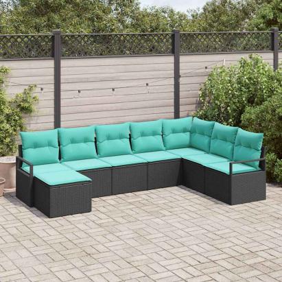 Set de canapea cu pernă 8 pcs Negru poliratan GartenMobel Dekor