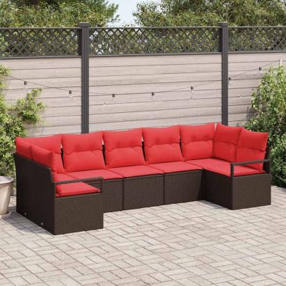 Set de canapea cu pernă 7 pcs Maro poliratan GartenMobel Dekor