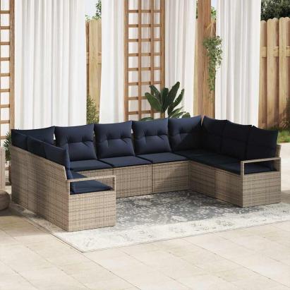 Set de canapea cu pernă 7 pcs Gri poliratan GartenMobel Dekor