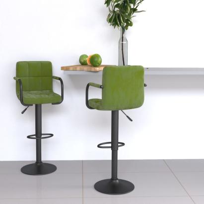 Scaune de bar, 2 buc., verde deschis, catifea GartenMobel Dekor