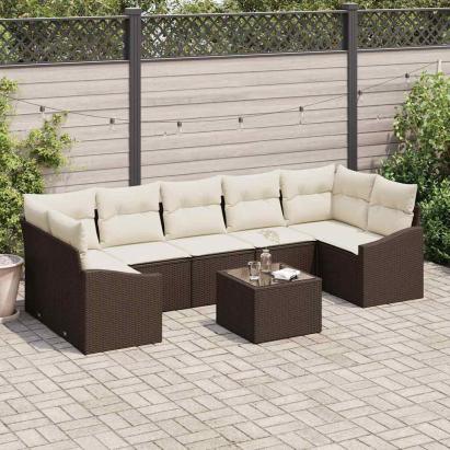 Set de canapea cu pernă Maro și Crem 55 x 55 x 37 cm poliratan GartenMobel Dekor