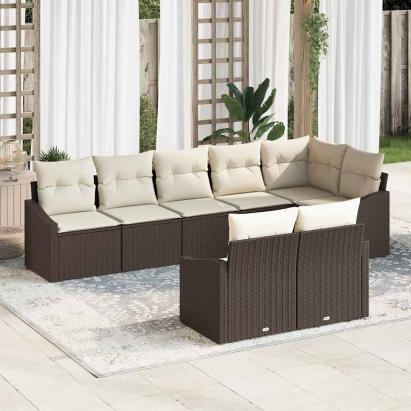 Set de canapea cu pernă 8 pcs Maro poliratan GartenMobel Dekor