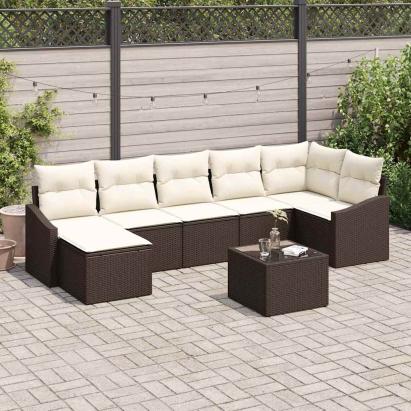 Set de canapea cu pernă 8 pcs Maro poliratan GartenMobel Dekor