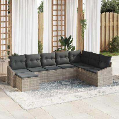 Set de canapea cu pernă 8 pcs Gri deschis poliratan GartenMobel Dekor