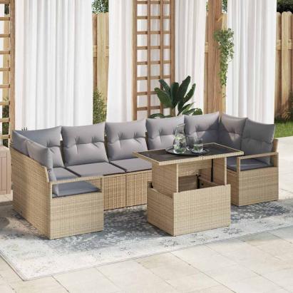 Set de canapele pentru grădină 8 pcs Beige și gri deschis GartenMobel Dekor