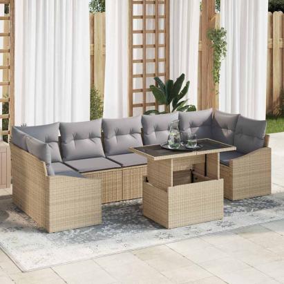 Set de canapele pentru grădină 8 pcs bej și gri deschis GartenMobel Dekor