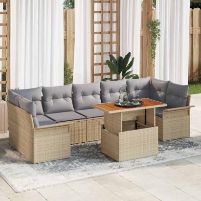 Set de canapele pentru grădină 8 pcs bej și gri deschis GartenMobel Dekor