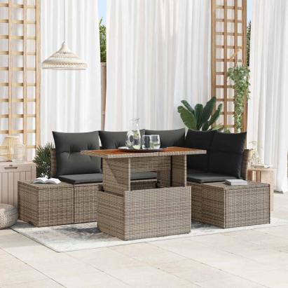 Set de canapele pentru grădină cu pernă 5 pcs Gri și Brown GartenMobel Dekor