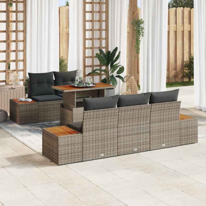 Set de masă pentru grădină cu pernă 6 pcs Gri și Brown GartenMobel Dekor