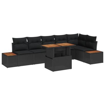 Set de masă pentru grădină cu pernă 7 pcs Negru și Maro GartenMobel Dekor
