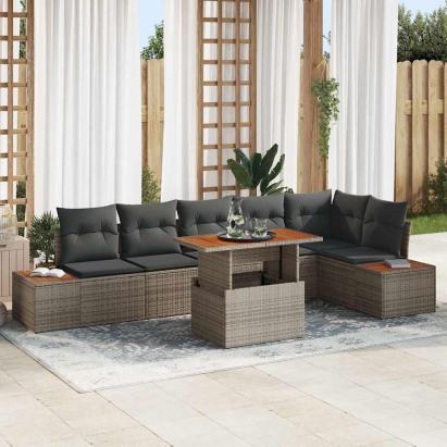 Set de masă pentru grădină cu pernă 7 pcs Gri și Brown GartenMobel Dekor