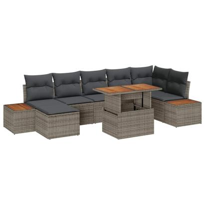 Set de masă pentru grădină cu pernă 8 pcs Gri și Brown GartenMobel Dekor