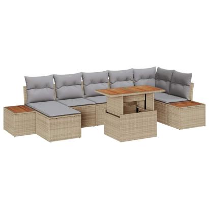 Set de masă pentru grădină cu pernă 8 pcs Bej și gri GartenMobel Dekor