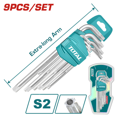 Set 9 chei imbus Torx TOTAL T10-T50 din otel Cr-V, gama industriala